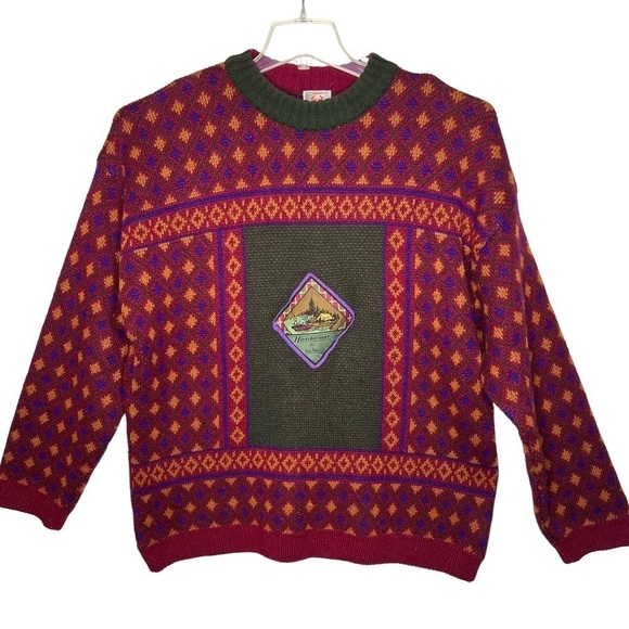 VTG Stefanel Camping Crew Neck Sweater Wool Size XL Outdoors Gopcore Fishing - Picture 1 of 14